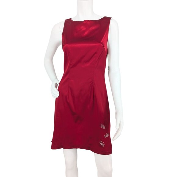 Vintage My Michelle Mini Dress Women Size 13/14 Satin Butterfly HOCO Y2K USA 90s - Picture 2 of 9